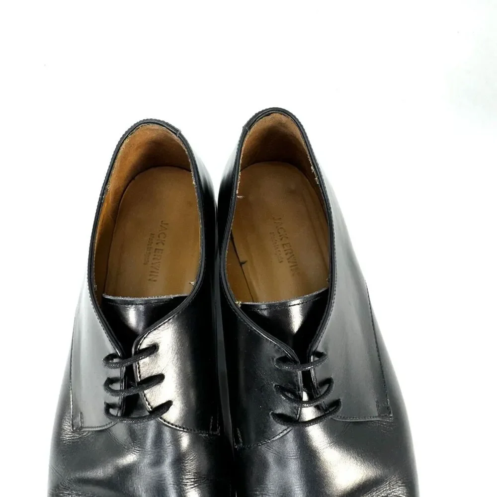 Jack Erwin Black Leather Oxfords Dress Shoes Made in Spain Men's 10.5D US